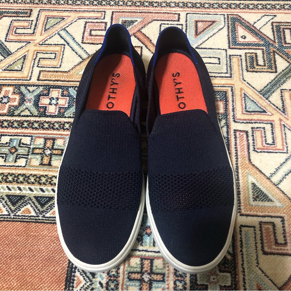 Rothy’s Navy Maritime Lattice Stitch Slip-on Sneaker